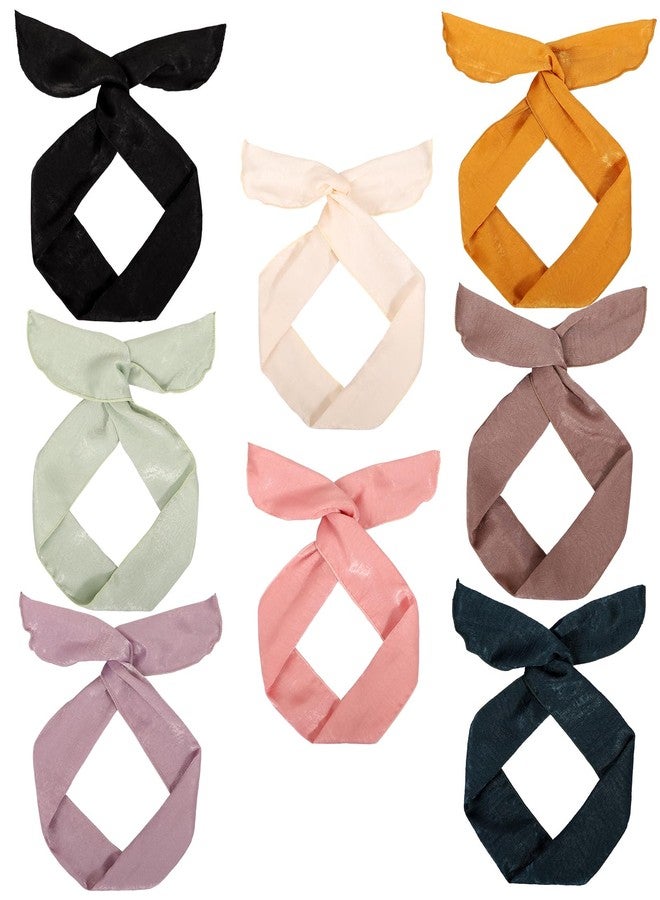 ONEYE Wire Headbands for Women Solid Color Wired Hair Wraps Twist Bow Headband Wire Bandana Cute Wired Bunny Ears Headbands Headwraps Hairs Bands Hairs Holder Hair Accessories for Ladies with 8PCS - Image 1